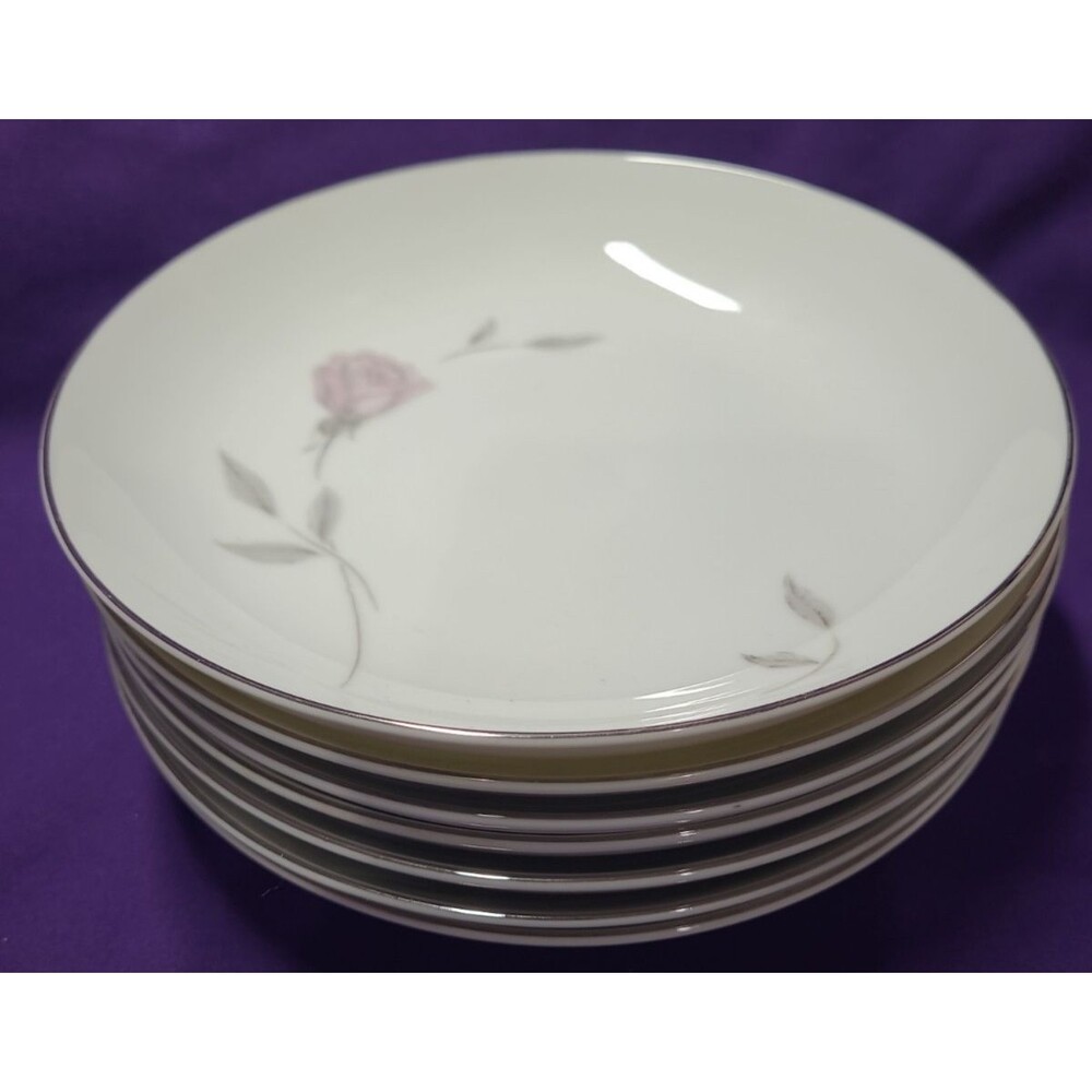 MIKASA FINE CHINA PRIMROSE SET OF 7 COUPE SOUP BOWLS 7 5/8" JYOTO JAPAN